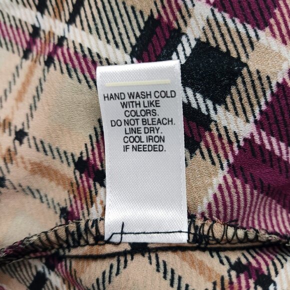 CATO Tunic Womens Size S Purple Plaid Keyhole Neck 3/4 Sleeve Blouse Shirt - Picture 9 of 9